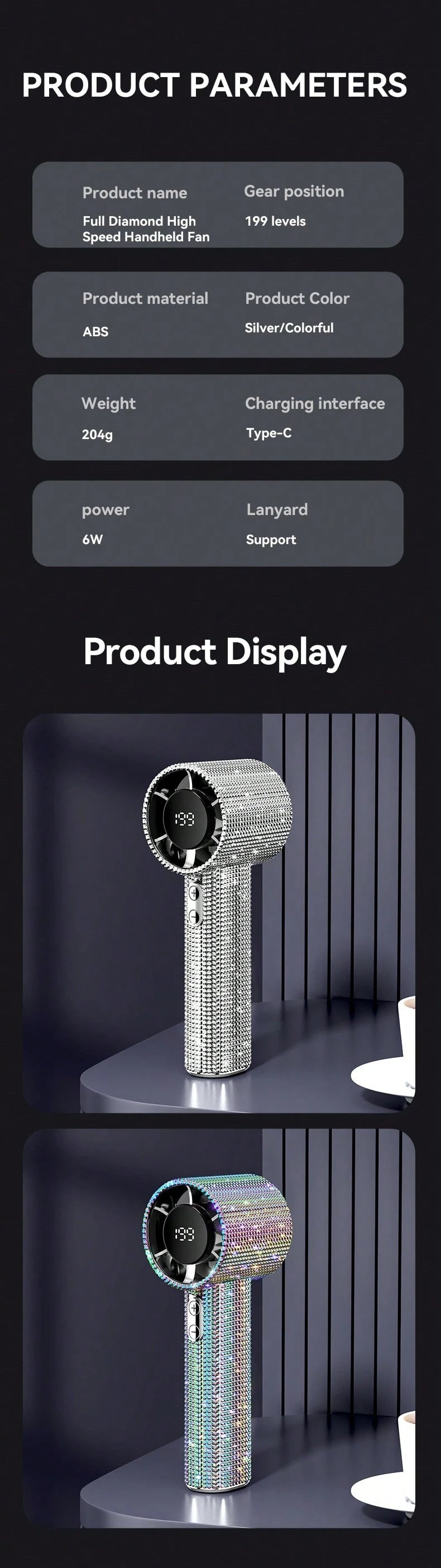 Luxury Rhinestone Handheld Fan