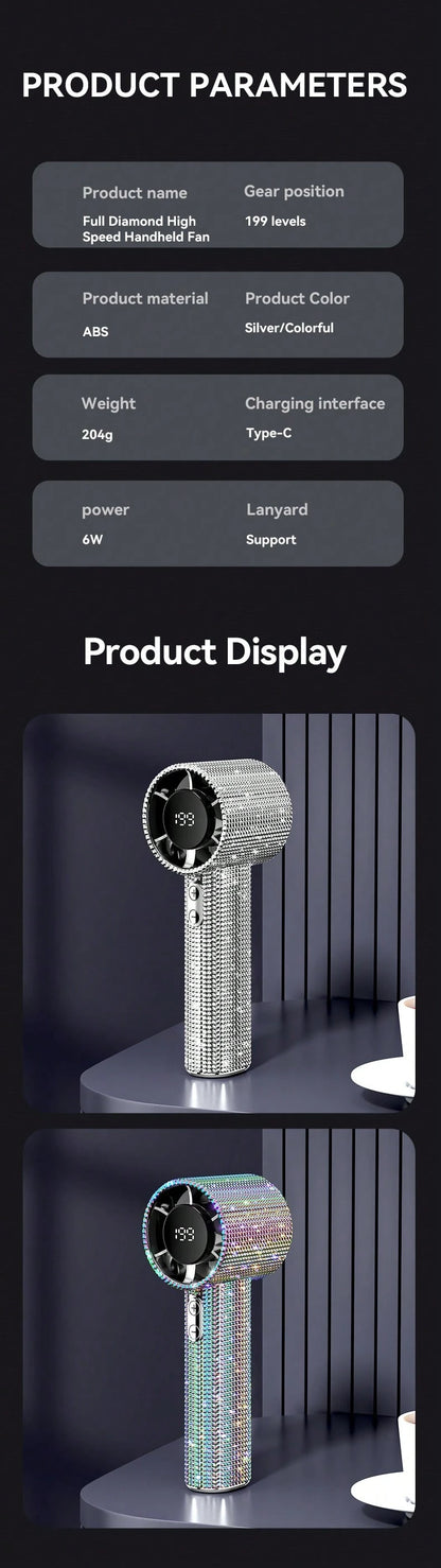 Luxury Rhinestone Handheld Fan