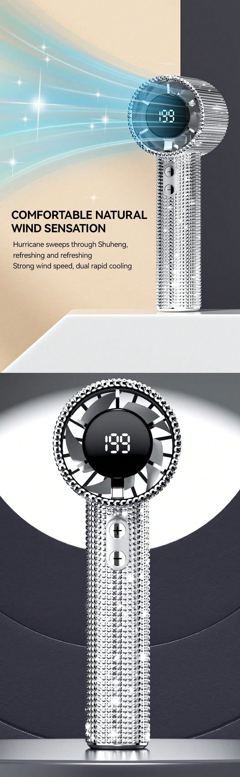 Luxury Rhinestone Handheld Fan